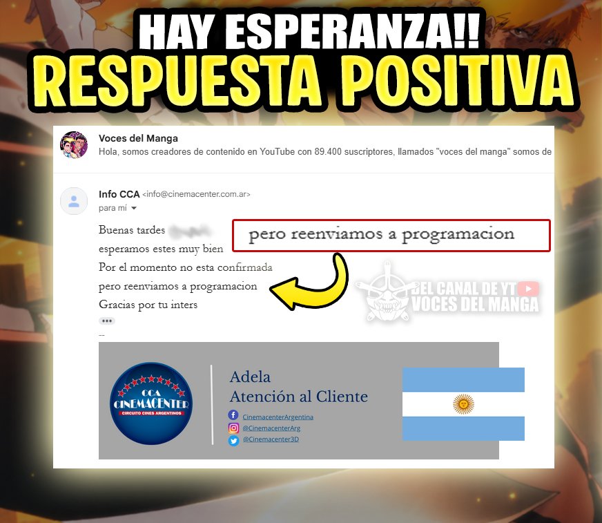 emi_peloso's tweet photo. ATENCIÓN! Fans de Anime y BLEACH Argentina 🇦🇷. 
Esta habiendo respuesta de los cines.En este caso de cinema center. Todavia no hay respuesta de cinemark. No bajemos los brazos, seguiremos mandando las peticiones..Aqui les dejaré links a las paginas para reclamos de cinemacenter, showcase, cinepolis y cinemark. Manden A todas. @vocesdelmanga @thezangetsu15
@cafeparasapiens hay que conseguir los links directos a las paginas de peticion. Pidamosla a todos los paises si uno lo consigue todos lo tienen.

Showcase: https://t.co/WP2qWOYbT1

Cinepolis: https://t.co/80fO64eGAZ

Cinemacenter: https://t.co/zaZKvKrblZ

Cinemark: https://t.co/X9458ABufa