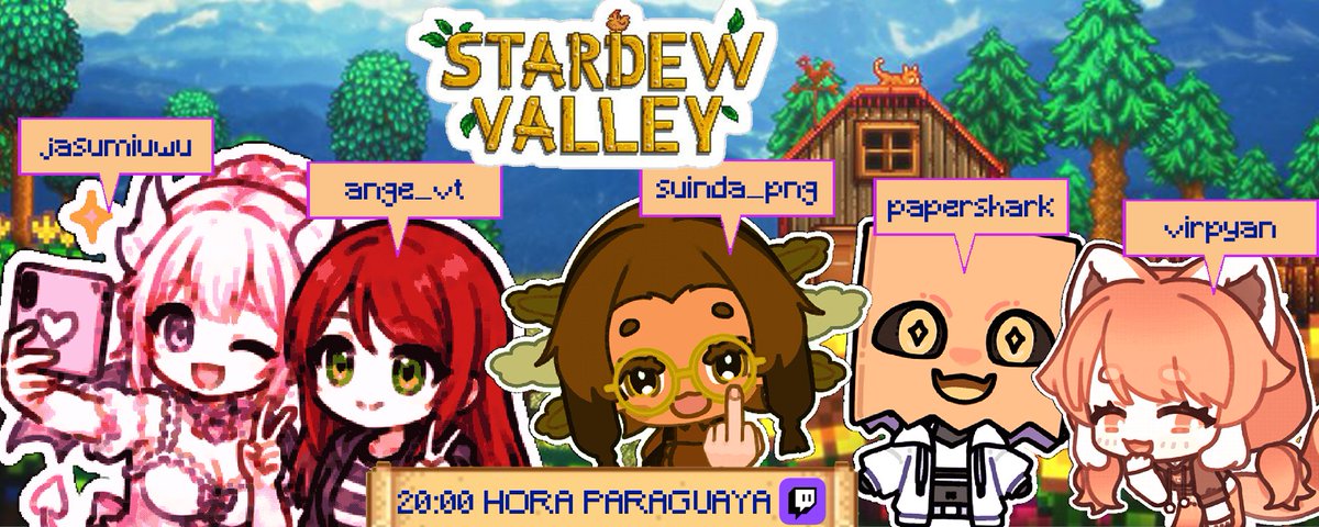 UrutauDelMonte's tweet photo. 🦉STREAM DE HOY🦉
Hoy toca collab de Stardew Valley, Pimpollitos.
Vamos a jugar con:
 @virpyan
@AngecitaVT 
@SharksPaper 
@jasumiVt
El collab comenzará por las 8PM hora paraguaya.
Nos vemos, Pimpollitos. https://t.co/BPM4HXR4Gq