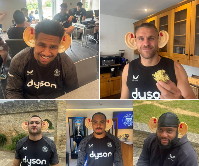 bathbadger's tweet photo. 👂 EAR WE GO AGAIN! 👂

More Bath Rugby players have joined Team Ear in support of Tom Dunn's Testimonial.

Want yours? Look out for the Tom Dunn Ears around the ground on Saturday.

Don't turn a deaf ear... lend us yours!

#TomDunnTestimonial #LendUsYourEars #COYB https://t.co/YG8YOpor2w