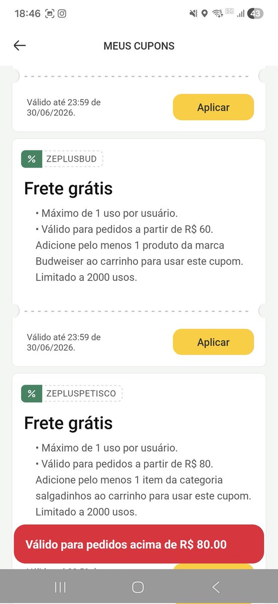 rcardosomelo's tweet photo. Ô @ZeDelivery me ajuda aí né! Golpe no cupom vale? Fala que tem frete grátis com R$ 60, mas quando você tenta aplicar o cupom fala que tem que ser R$ 80. Toma vergonha!! https://t.co/myuDXSmoT2