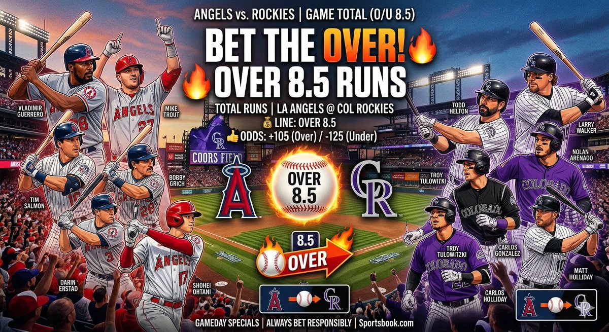 TaftKings's tweet photo. MLB Tuesday Play 1 ⚾️🆓

Angels Rockies over 8.5 Runs

Two absolute gas cans on the mound tonight in Sugano and Rodriguez. Both offenses have been hot lately and Angels might score 10 themselves 

#Gambling𝕏 #Draftkings #Fanduel https://t.co/CmZd4sSwQS