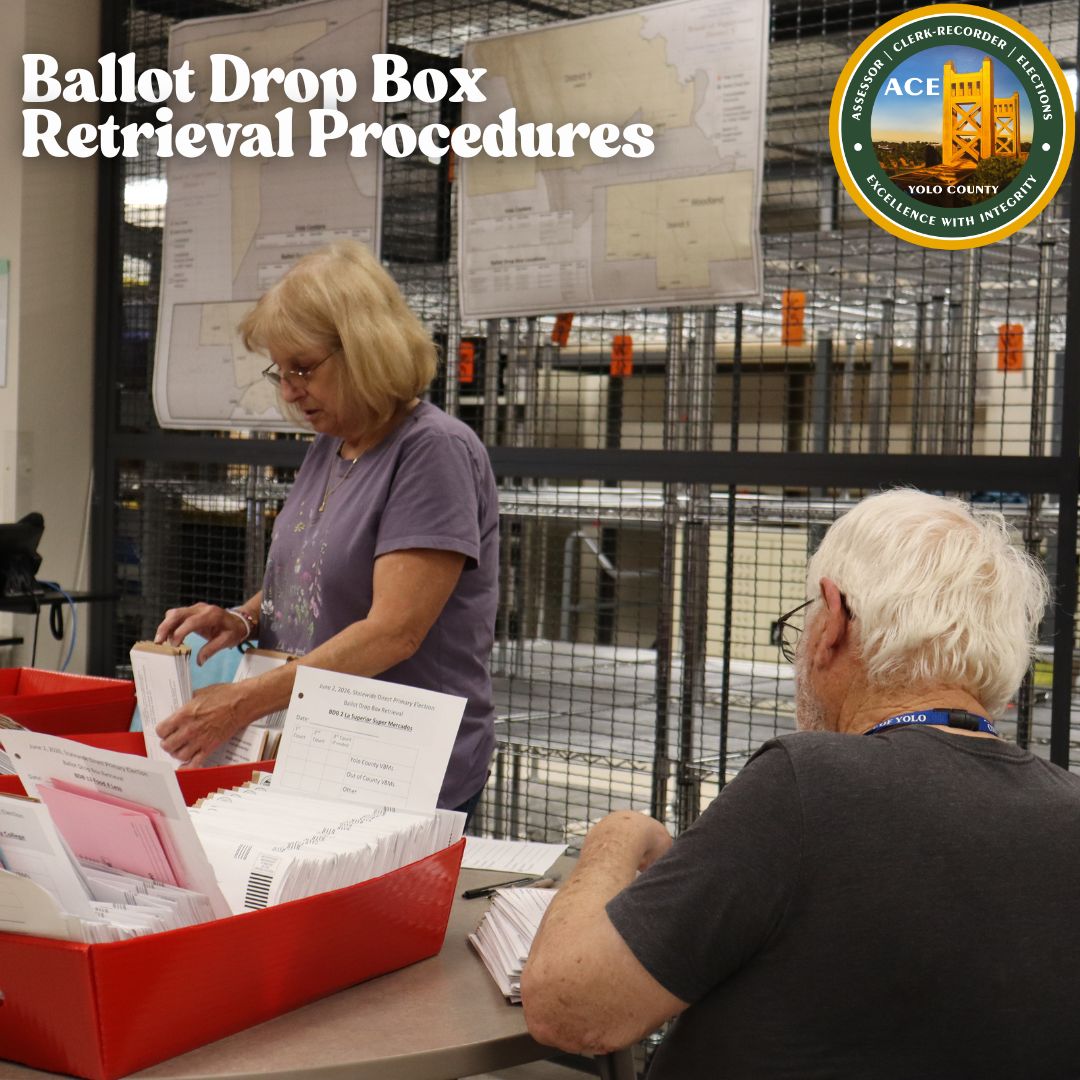 YoloCoACE's tweet photo. Ballot Drop Box Retrieval Procedures: 
- At least two Yolo County Ballot Drop Box Retrieval Team members collect the ballots from the official BDBs on a mandated schedule using a documented chain-of-custody procedure.
- Vote-by-Mail ballots collected from the BDBs go through the https://t.co/Ao3Emk1VL9
