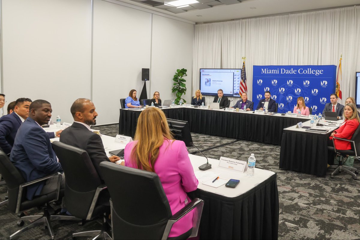 SelectFLA's tweet photo. Today’s @SelectFLA Board Meeting in Miami brought together state leaders, economic partners, companies and stakeholders to discuss Florida’s international and economic prosperity. The Board heard from guest speakers including UAE Consul General H.E. Mohammed AL Ahbabu, President and CEO of Miami Dade Beacon Council Rod Miller and Frederick Wong of Port Miami, as well as success stories from Pasco County Economic Development Council, Buddy of Parents and Avionica.
Thank you to President Madeline Pumariega of Miami Dade College for hosting our last meeting of FY 2025-2026!