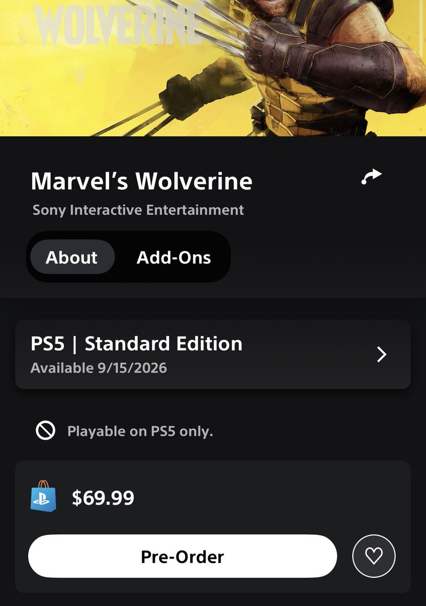 DetectiveSeeds's tweet photo. You can pre order Wolverine now that the show is done! @insomniacgames cooked hard. https://t.co/Em8VV2JGUd