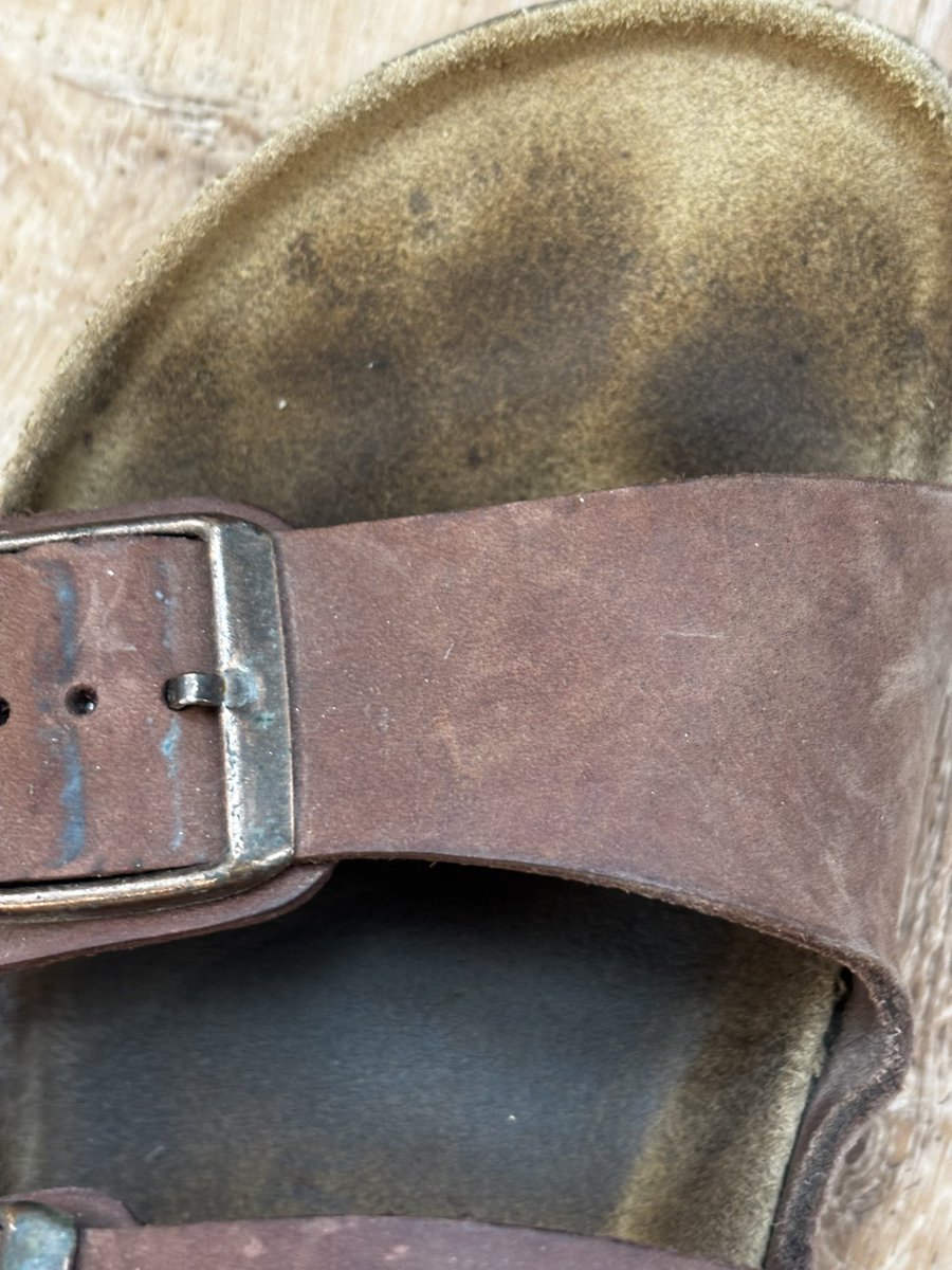SoleGoddess999's tweet photo. My Birkenstocks after a long day. You’ve become just a dark stain on the sole of my shoe, not even recognizable 🖤 https://t.co/eA9l9vFjDO
