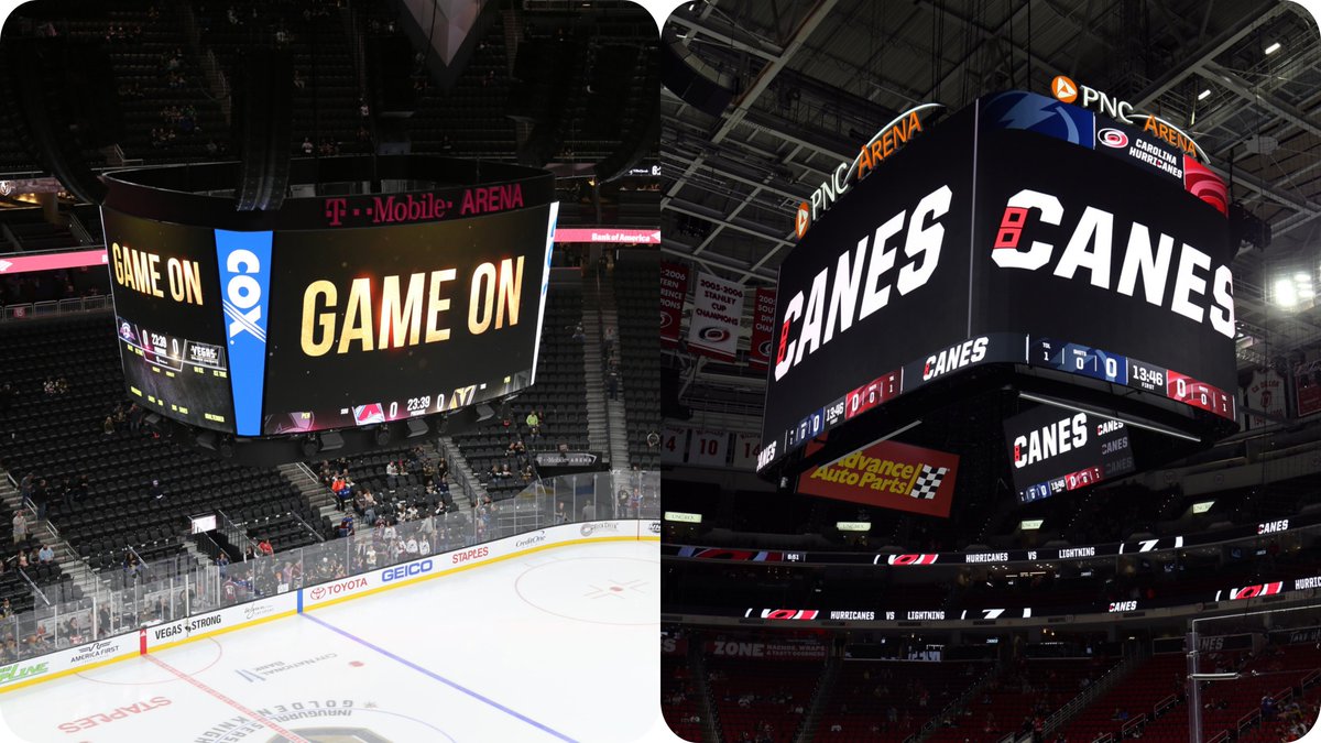 Daktronics's tweet photo. The @StanleyCup Finals start tonight.
Good luck to the @GoldenKnights and @Canes as they battle for the Cup. Two incredible venues, two passionate fanbases and a lot of LED bringing it all to life! #DakPro #StanleyCup #NHL https://t.co/UpUgj48My5