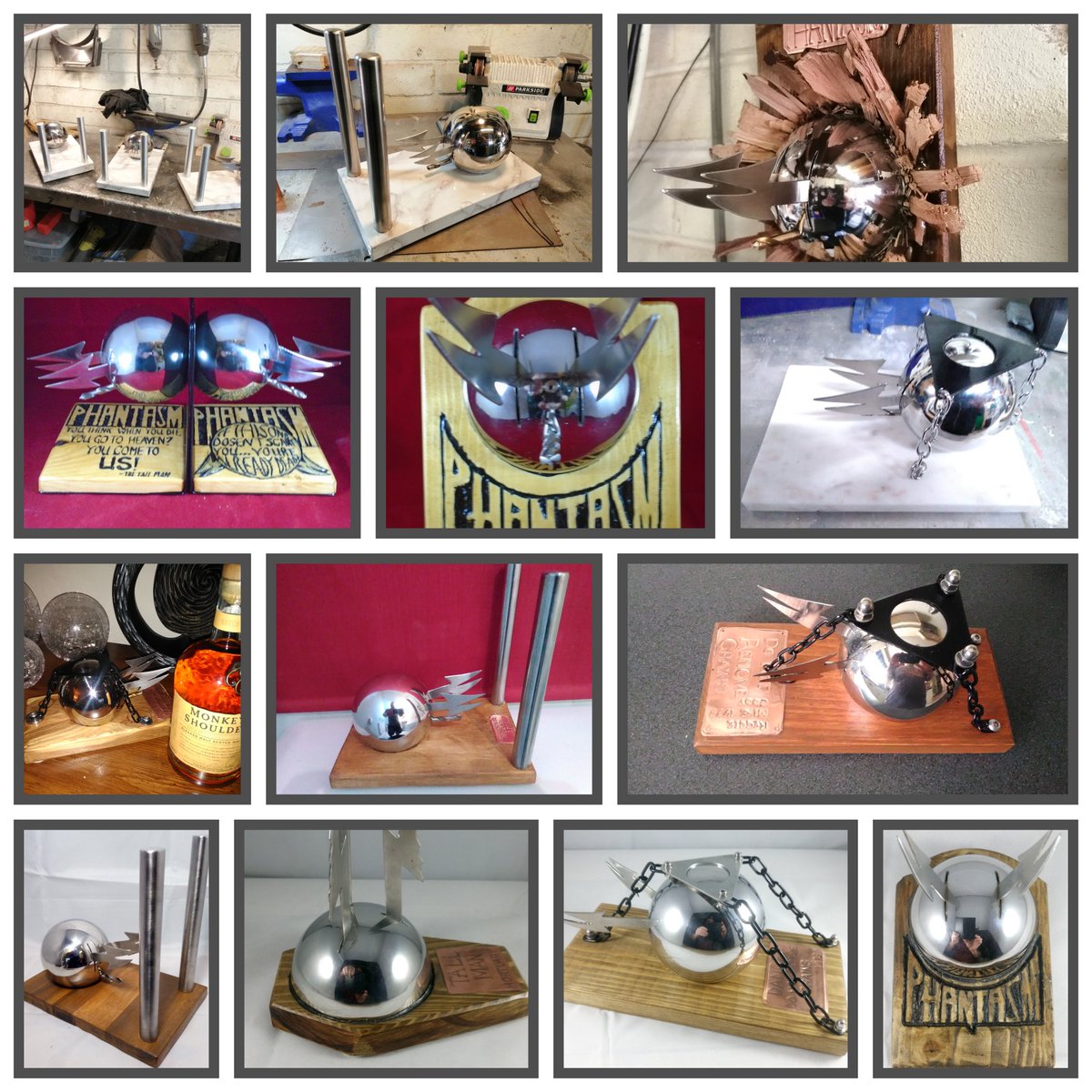 WorkshopMovie's tweet photo. Just a glimpse at some of my older pieces from the last twenty years of designing and fabricating various pieces, and to promote the movie workshop's return  🎃 100 likes on this post and I will do a give away for a bespoke piece 🎃 @FANGORIA @PromoteHorror https://t.co/BX4tjDOVrM