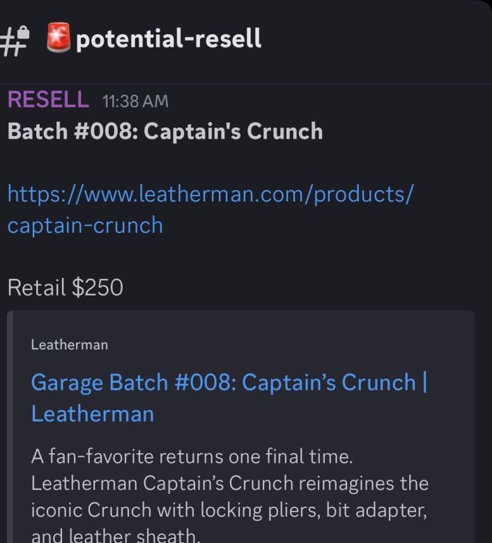Cook_Infos's tweet photo. Retail: $250
Resale: $600+

These new @Leatherman releases have always been free money, and if you buy just 2 per release, that's $800~ profit lol.

You just need to know where to look. No need to go outside too, all off a phone. https://t.co/YSMEig4m8P