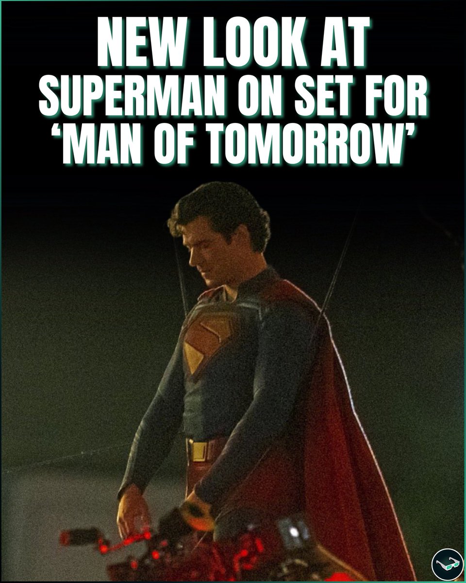 DylansDeepDive's tweet photo. New look at David Corenswet on set for ‘MAN OF TOMORROW’ 🥲 

I’m LOVING the way his hair looks, and is that a newish suit?? The collar looks adjusted with maybe a slightly larger symbol. What do you think? 

📸: JustJared https://t.co/Dhw0inzZud