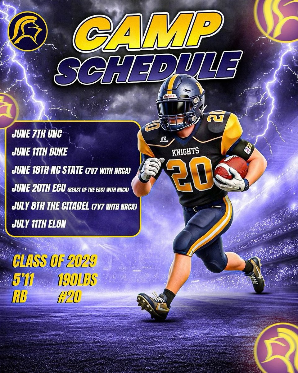 luketeseniar's tweet photo. Thankful for the opportunity to go compete and grow at these college camps this summer! @nrcafootball @coachmeans_20 @CoachFree1906 @CoachGoebbel @Coach_Griffin_ @Coach_AP3 @Coach_NHarris #football #camp #runningback #athlete https://t.co/5zxzhT05e0