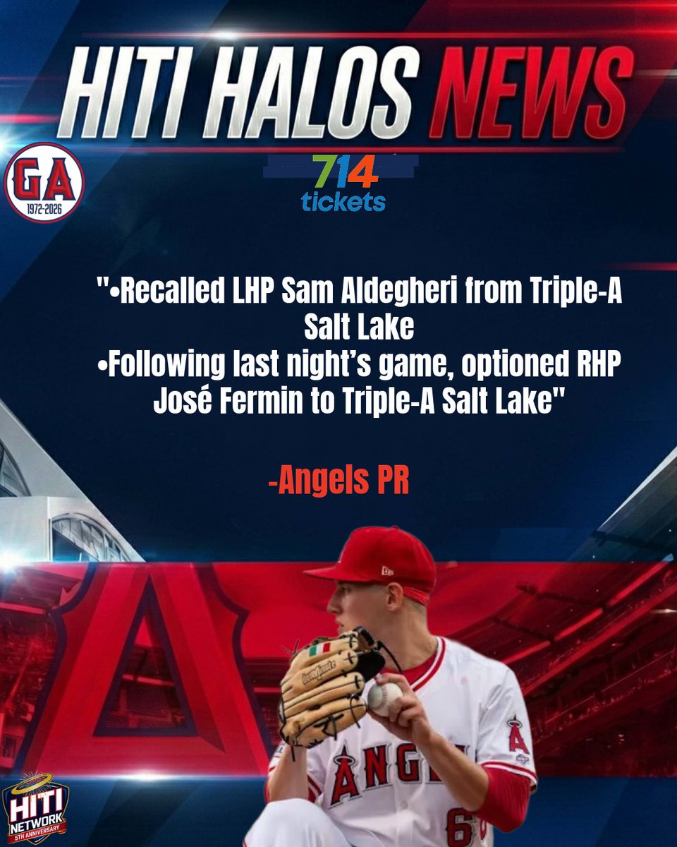 HalosInfield's tweet photo. Sam Aldegheri is back with the big club 

#RepTheHalo #GoHalos #HalosInTheInfield 

Hit up @714tickets 
Use code HITI at checkout
➡️ Get 10% OFF + extra 5% credit toward your next purchase https://t.co/5Z9UhobOku
