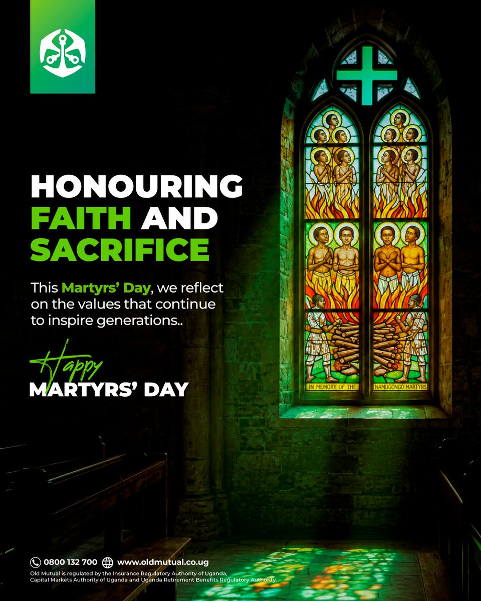 OldMutualUganda's tweet photo. Today, we remember the martyrs not just for what they gave, but for the values they stood for, faith, courage, and sacrifice that still matter today.

Happy #MartyrsDay https://t.co/wXdfheF1d0