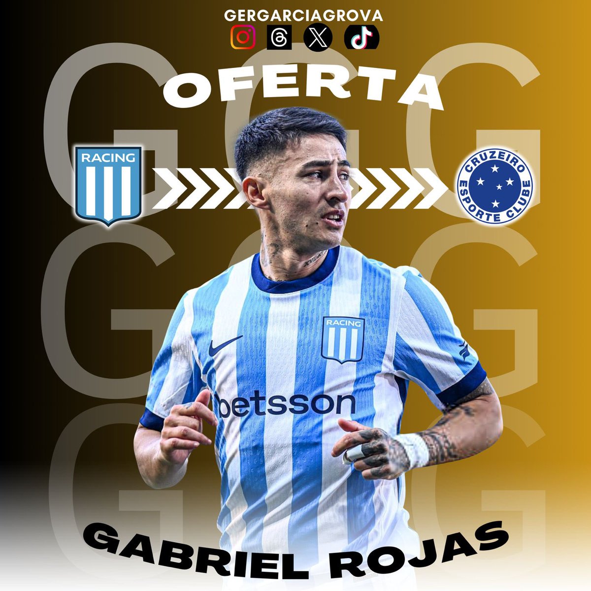 GerGarciaGrova's tweet photo. 🚨{EXCLUSIVO} #Cruzeiro MEJORÓ la oferta por Gabriel Rojas.

📍El equipo 🇧🇷 elevó la propuesta inicial por el lateral izquierdo de #Racing. 

👉El jugador ve con buenos 👀 un cambio de aire para dar un salto 💵 https://t.co/Iu5gtoHA1N
