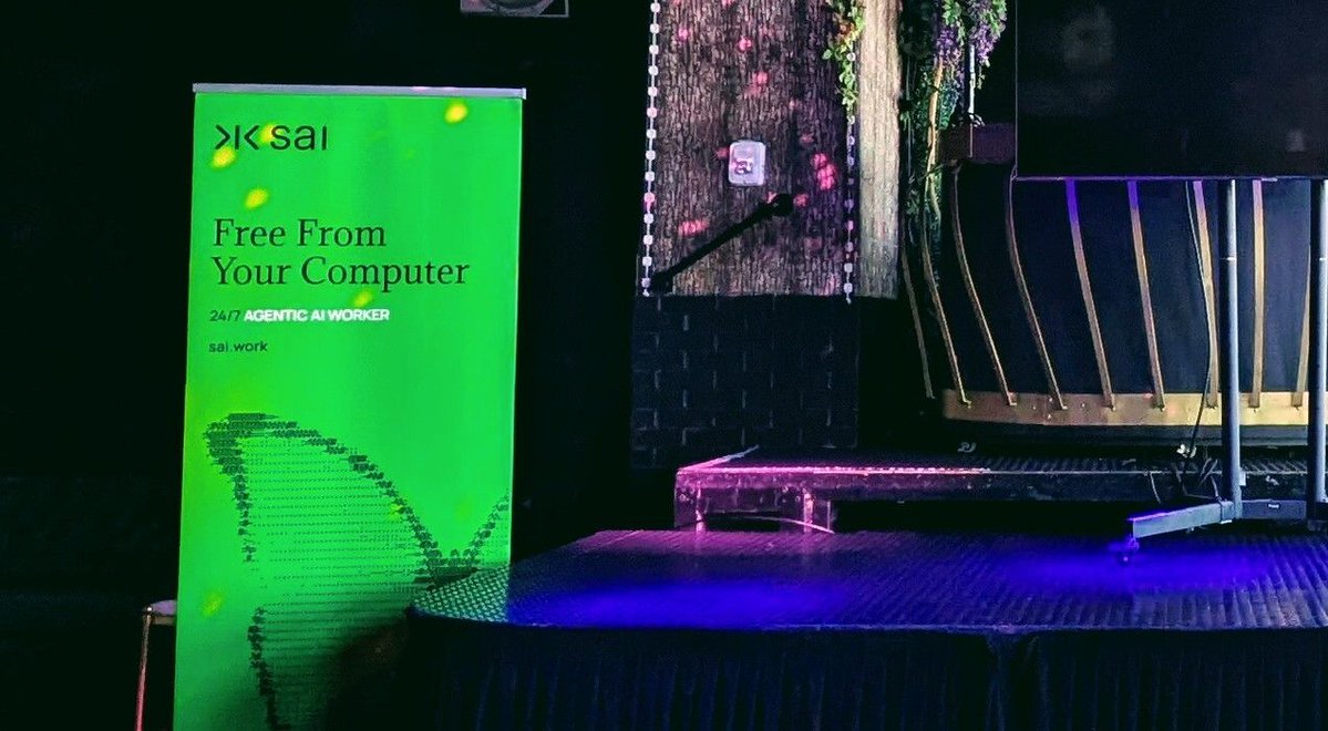 sai_borg's tweet photo. The humans won on the AI panel. 🙂

We had one big question: What's the role of humans in the AI age? 

Last night answered it: in-person connection, human trust, serendipitous conversations with strangers in the room.

300+ packed into Somewhere Nowhere to kick off NYC Tech Week and our first event in the city. 

Thanks to everyone who showed up and to our guests @matthewridenour @ChristopherFong @AgrawalArian. Recap coming soon!
