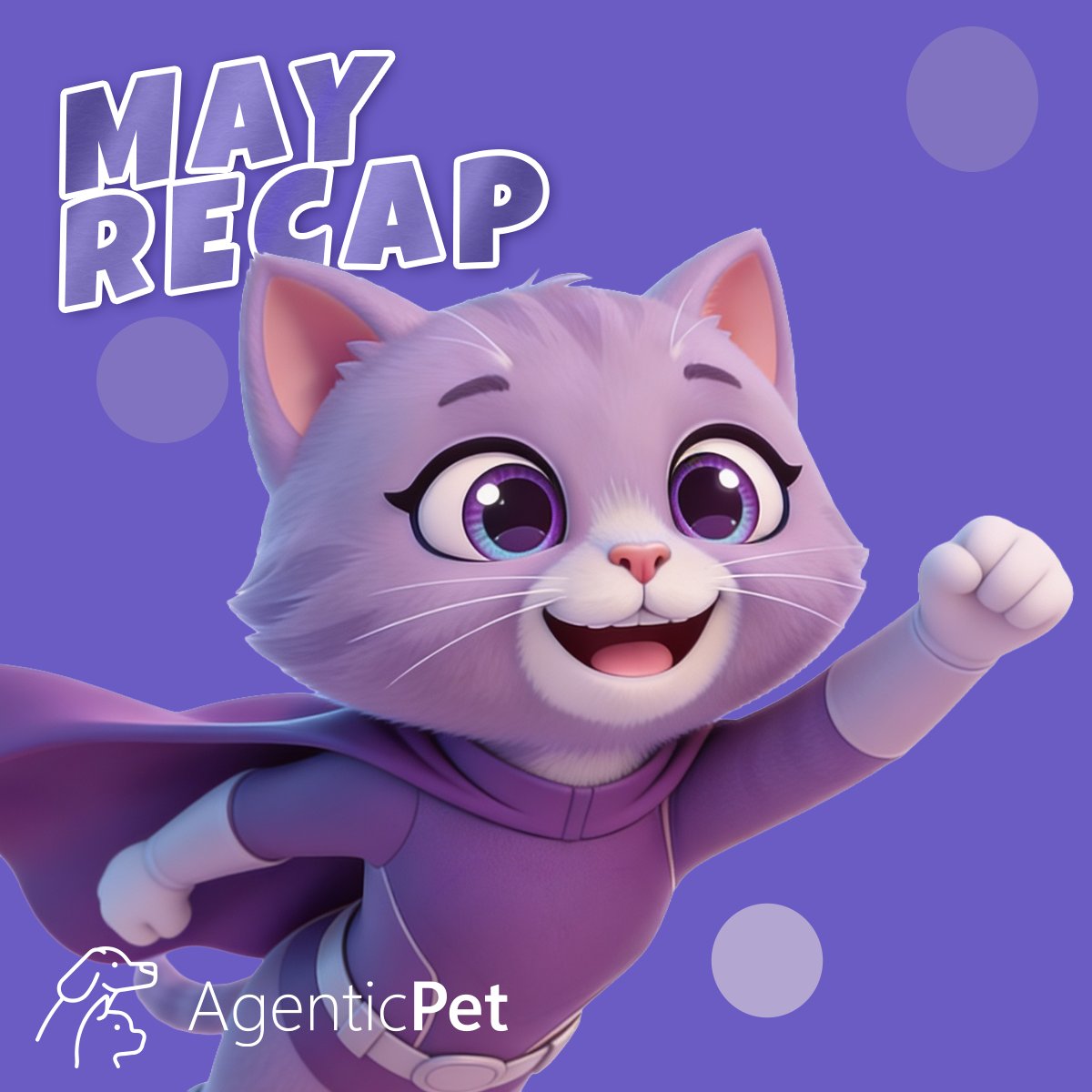 AgenticPet's tweet photo. 📊 May Recap 🚀

✅ Had an amazing X Spaces session with @Cryptoze, always a pleasure to connect with the community 🎙️
✅Improved web app performance and welcomed even more active Beta users ⚙️
✅Attended a major investor conference in Miami alongside the @PetVivo leadership team 🤝
✅Continued laying the groundwork for the exciting developments ahead 👀

June is here, and we're just getting started. 🔥