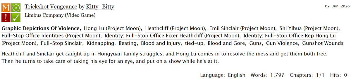 Kitty_Littlest's tweet photo. Little Full Stop IDs fic! Where Heathcliff and Sinclair end up getting involved with Hong Lu's issues from back home, and Hong Lu decides it's necessary to take care of matters with his own hands.
https://t.co/oEXct2SOgV https://t.co/Al94yO5kiV