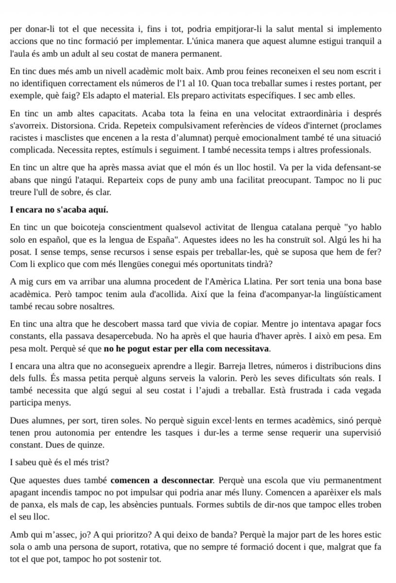 FerranOtif's tweet photo. És molt important que tothom llegeixi aquesta carta d'una mestra desesperada i que votarà NO al pre-acord amb la Conselleria d'Educació.
Sobretot tú Ricard Ustrell, convertit en el portaveu oficial de la consellera. @maticatradio.
Ens hi va el futur de tota la societat catalana. https://t.co/vPOYPdGKhQ