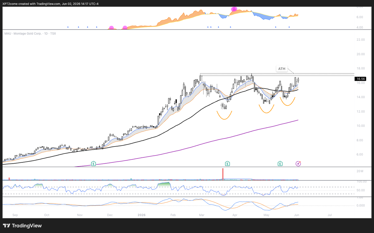 go_mask's tweet photo. $MAU 

Montage Gold Corp. with a beautiful consolidation and a VCP setup near ATH https://t.co/Qz0iUJns0e