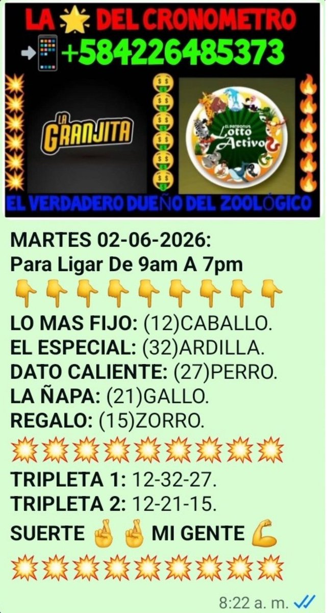 PabloJota27's tweet photo. ((( #HUUBOOTRIIPLEETAA ))) BINGO!!!!!! Hoy SIIIIIIII Rompimos El Maleficio De Tantas Quemadas Y Le Dimos Duró Con Esta TRIIPLEETAA En #LOTTOACTIVO Con (12)CABALLO, (21)GALLO Y (15)ZORRO #DAMELOMIOBANQUERA Y Cobrando 50 Veces Lo Apostado #YAAAESSTAAA 👇👇👇 https://t.co/PIjIBSbM34
