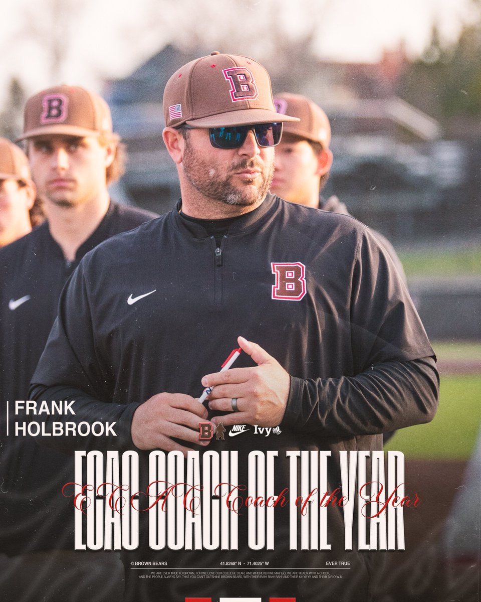 BrownU_Baseball's tweet photo. Brown's Frank Holbrook Named ECAC Coach of the Year

📰- https://t.co/cXkNlRo8O9 https://t.co/QgE7fyKYkO