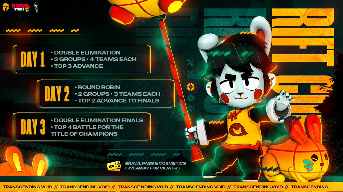 Transcend_Void's tweet photo. 🏆 Introducing Rift Cup — Brawl Stars Invitational

24 top players. 8 drafted teams. 1 champion.

📄 Full format, schedule, and event details in the attached document - https://t.co/Vl7aM7FZt4

#Transcend #BrawlStars #Esports https://t.co/KYV8hh8VFB