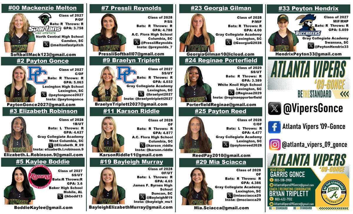 VipersGonce's tweet photo. Our girls would love to see you at the Florida PGF Show Me The Money in Newberry. We finished:
- #1 @ Ray Seymour Invitational Pool A 2025
- #1 @ PGF $25K Fall Ca$hionals 2025
- #3 @ PGF Show Me The Money Newberry FL 2025
- #1 @ CO Sparkler in Fireworks Power Pool 2025
- #2 @ Atlanta Legacy Showcase 2025
- #1 @ PGF $25K Summer Ca$hional$ 2025
This is a roster of 🥎STUDS you don’t want to miss.
#ViperNation #BeTheStandard