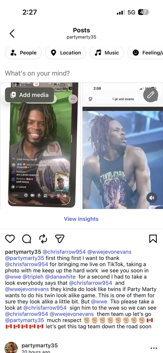 Partymarty37's tweet photo. @FarrowsWorld @WWEJeVonEvans @TKOGrp @danawhite @WWE @TripleH @Partymarty37 this would be cool if we could get this tag team let’s go much respect ✊🏼✊🏼✊🏼✊🏼🇨🇦🇨🇦🇨🇦🇨🇦🇨🇦🇨🇦🇨🇦 https://t.co/bJiKuc2CmJ