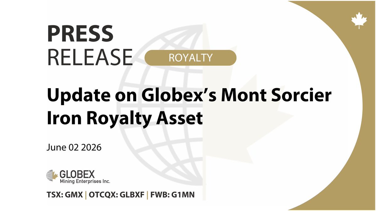 GlobexMining's tweet photo. Update on Globex’s Mont Sorcier Iron Royalty Asset

More in our June 02 press release: https://t.co/MCnAjBKjvL

$GMX.TO | $GLBXF | $G1MN https://t.co/kyPbMCrdkE