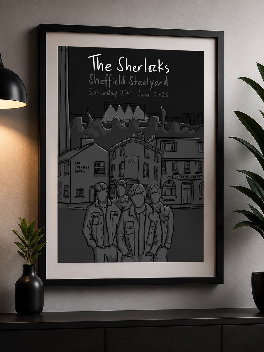 TheSherlocks's tweet photo. 🚨 EXCLUSIVE 100 HAND NUMBERED PRINTS

We teamed up with local hero Luke Horton to create this incredible piece of art to remember our Sheffield Steelyard gig

Secure your print ⬇️
https://t.co/TN41R1znrz https://t.co/OJ3fenDfoY