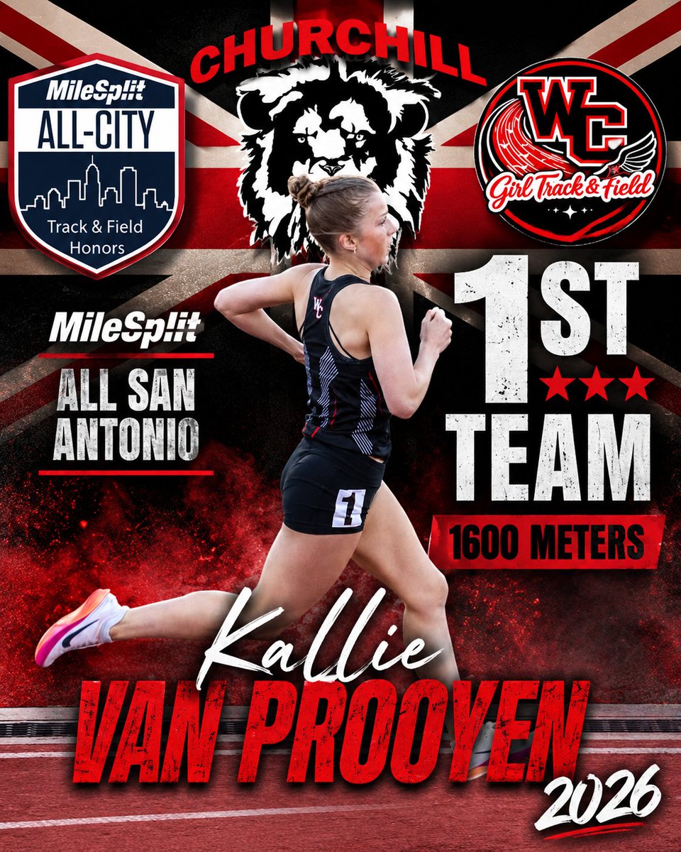 WC_XC_'s tweet photo. Congrats to Kallie Van Prooyen for earning Milesplit All-City Team San Antonio 1st Team for the 1600 Meters and 3200 Meters! @NeisdAthletics @CoachNateShaw @ChurchillNEISD @LoriMurach https://t.co/RaI3mCzd67
