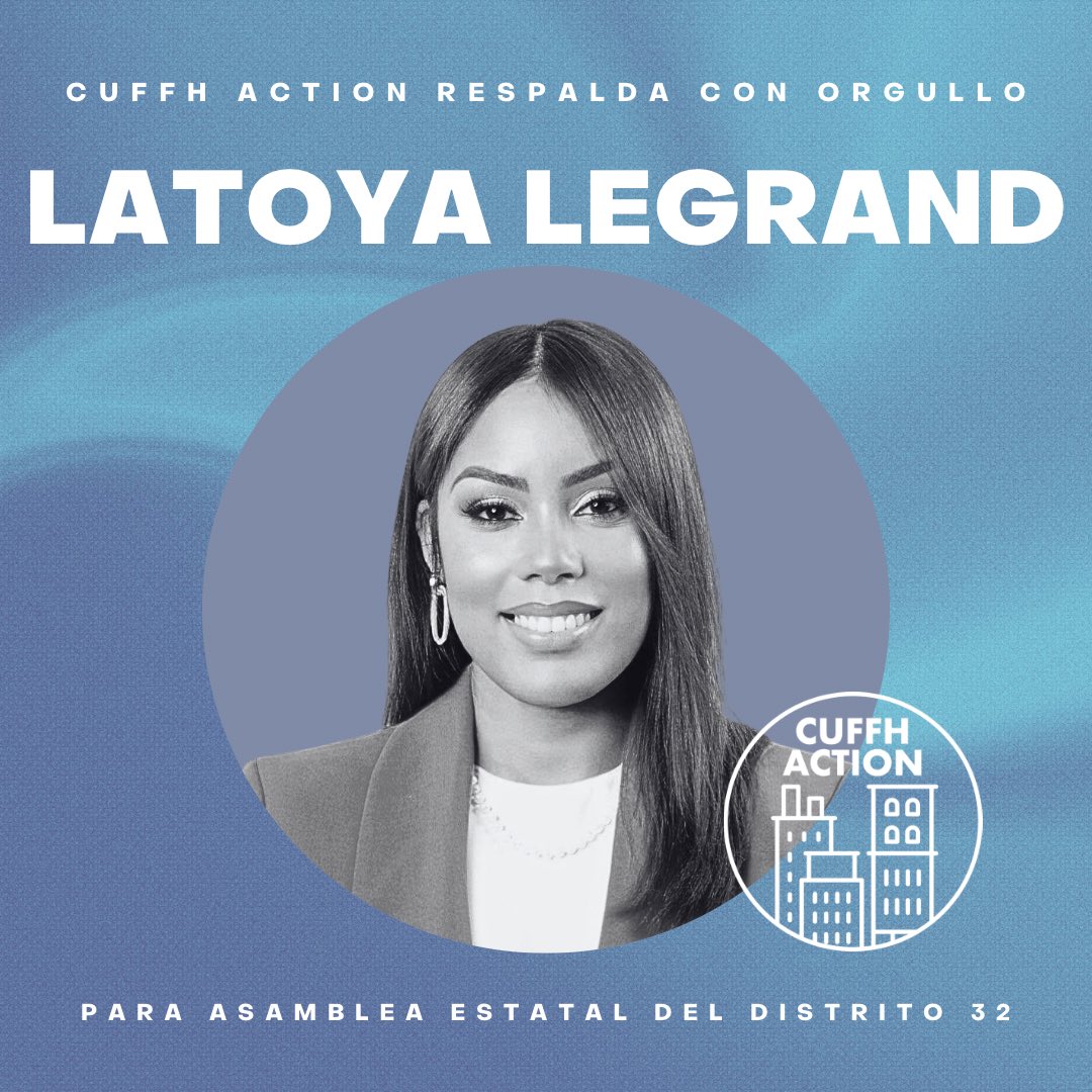 CuffhAction's tweet photo. We are proud to endorse Latoya LeGrand for Assembly District 32. Her background in education and community advocacy, as well as her deep ties to AD32, make her a strong candidate for the NY legislature and a strong representative of the new generation of leadership in SE Queens. https://t.co/y2fWTdATQw