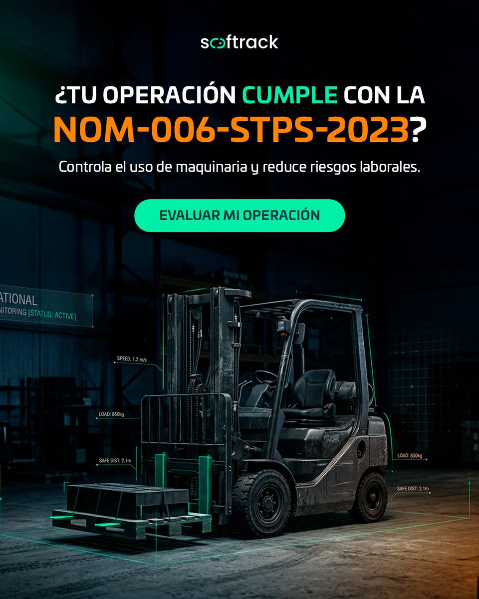 mexicoindustry's tweet photo. 🇲🇽 ¿Tu operación cumple con la NOM-006-STPS-2023?
La falta de control en maquinaria y montacargas puede generar riesgos y sanciones. Con Softrack, obtén monitoreo en tiempo real, control de acceso y datos listos para auditorías. 
👉 Evalúa tu operación: https://t.co/3HM5gzv6EM https://t.co/hrUkfouyb0