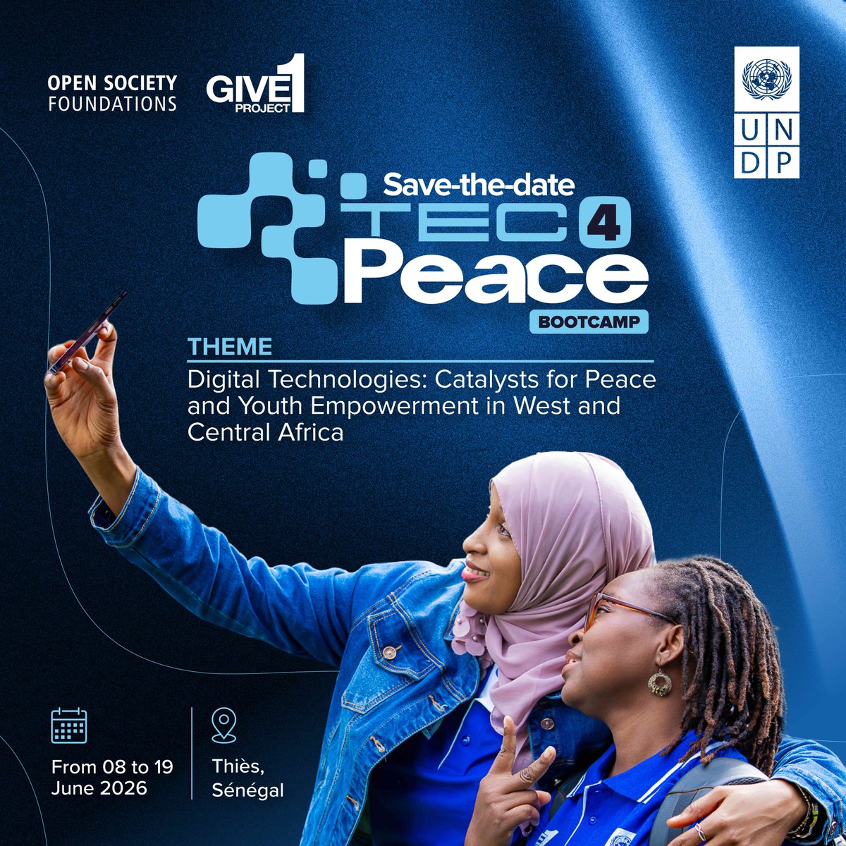 UNDPWACA's tweet photo. 🚀 112 young leaders.
🌍 21 countries.
📍 Thiès, Senegal.
📅 8–19 June 2026.
#Tec4Peace2026 will empower a new generation of digital changemakers advancing peace, resilience and innovation across West &amp; Central Africa.

👉Read more: https://t.co/LkoGjZsaAR https://t.co/9AAMROzqa6