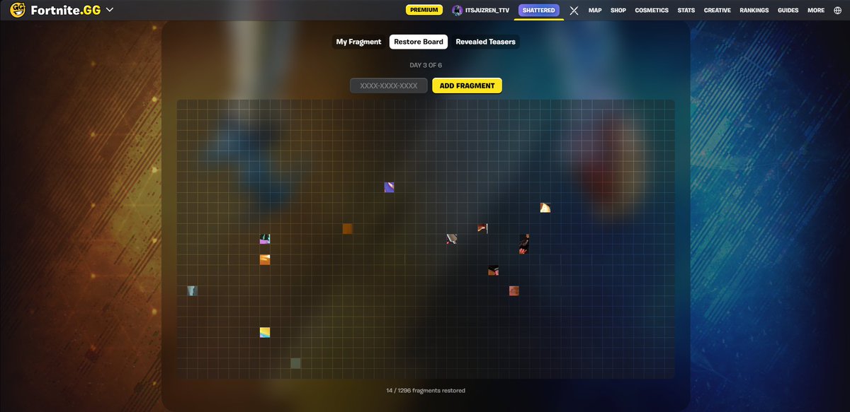 ItsJuzRen's tweet photo. Don't forget #FNGGShattered you can add your piece to the board yourself (but still post here for the fun of it!)
14/1296 https://t.co/SzObWgVyt4