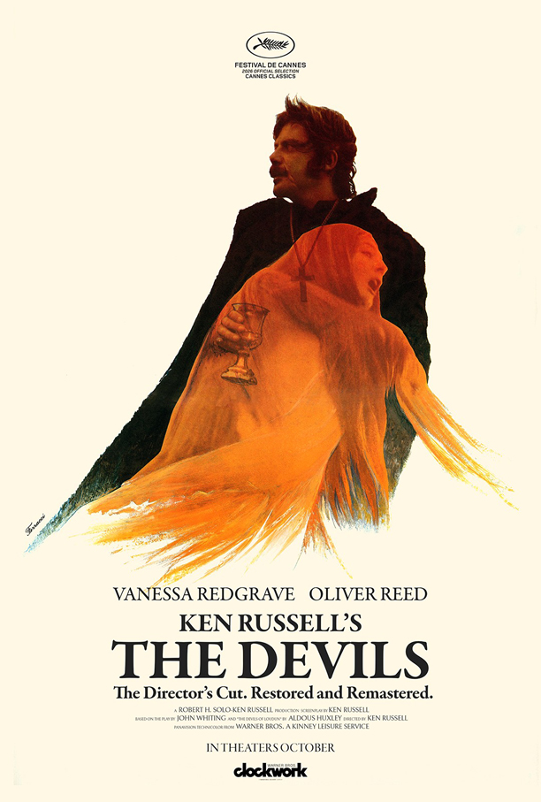 Gorezone's tweet photo. THE DEVILS: The new 4K restoration from the original camera negative of Ken Russell's THE DEVILS (1971) premiered at this years Cannes, provided by Warner Bros. The cut listed on the Cannes website runs at 114 minutes. https://t.co/CEvCtK10IZ