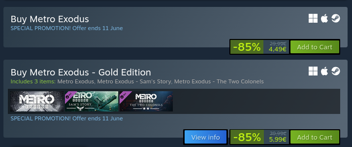 Topinka222's tweet photo. @TimSweeneyEpic @zewmerz The game that's €29.99 on Epic and €4.49 on Steam? https://t.co/CIqrGzPyIG