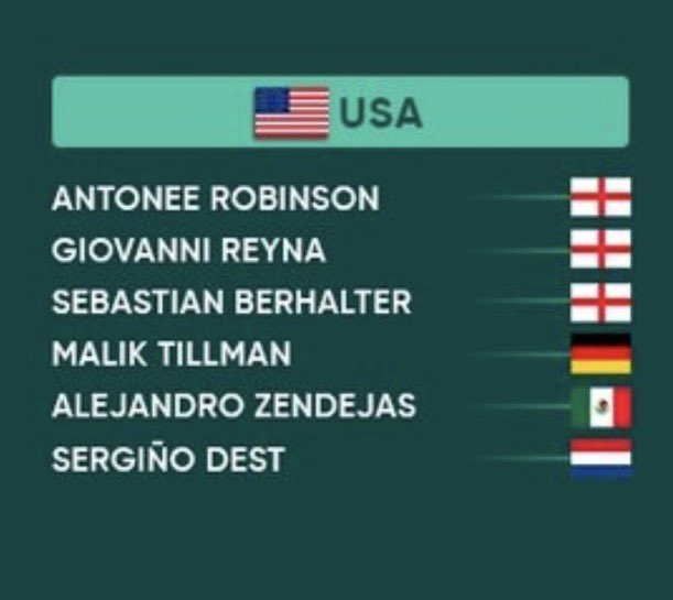 USMNTOtaku's tweet photo. Whether born to American military servicemen, or born to American footballers who were playing abroad, or born outside of the U.S. but grew up in the U.S. their entire life. 

All American. That’s the beauty of America. 🇺🇸🇺🇸 https://t.co/xcwlLInfC5