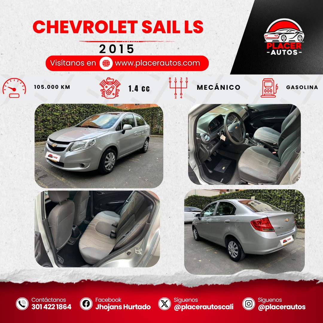 placerautoscali's tweet photo. 🚘 Chevrolet Sail LS 2015
😎 Motor 1.4L
ℹ️ 105.000 km 
🗃️ Caja Mecánica 
⛔️ Bloqueo central 
🔄 Dirección hidráulica 
❄️ Aire acondicionado 
2️⃣ dueños 
🔑 Copia de llave 
✅ SOAT 07/04/27
👌 RTM 18/04/27

💻 Visítanos en https://t.co/drpHHLRvsa
📲 3014221864. https://t.co/ran1JNMtI1