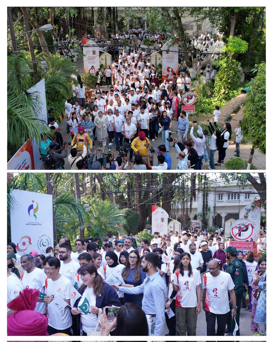 AsianGamesOCA's tweet photo. Pakistan joins the road to Aichi–Nagoya 2026. 🇵🇰🏃

Athletes, students, sports leaders, and families came together for the OCA Fun Run, celebrating the values that unite Asia through sport, friendship, excellence, respect, and healthy living. https://t.co/OkCu3UmuA5
