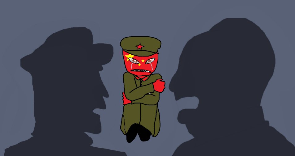 LinBiaoFanboy's tweet photo. Since I was talking/writing with oomf about the Mao-Lin quelling situation, I'm gonna use that as an excuse to repost another of my works...
Lin and Mao arguing while PRChina Countryhuman cries in the background. https://t.co/nLAhIxrvUl