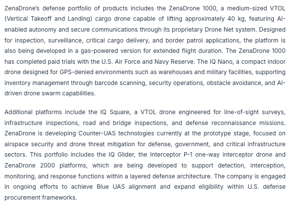 og_tigress's tweet photo. $ZENA talks about pursuing new investment opportunities recently connected specifically with the Department of War and Office of Strategic Capital in regards the Trump's Drone initiative. Since @ZenatechInc is a US domestic manufacturer, they have positioned themselves to be in the running for such endowments in the future.

"The company is engaged in ongoing efforts to achieve Blue UAS alignment and expand eligibility within U.S. defense procurement frameworks."