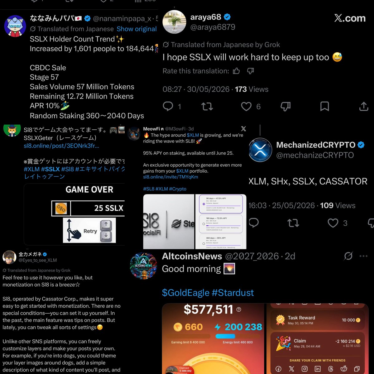 thebu11runner's tweet photo. The SL8, SSLX army keeps stacking 💸

cc: @nanaminpapa_x @araya6879 @y8Jmeso4JHFgJuJ @mechanizeCRYPTO @M3owFi @Eyes_to_see_XLM @2027_2026 @cassator https://t.co/9ByNtvVA6c
