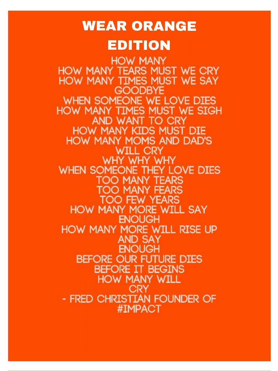 FredChristian10's tweet photo. #IMPACT Impact Media  Media Is Proud To Debut This New #WEARORANGE Version of HOW MANY ...Which We Read Sunday At Party For A Purpose #gunviolenceprevention #gunviolenceawareness https://t.co/WYwTETSjfq