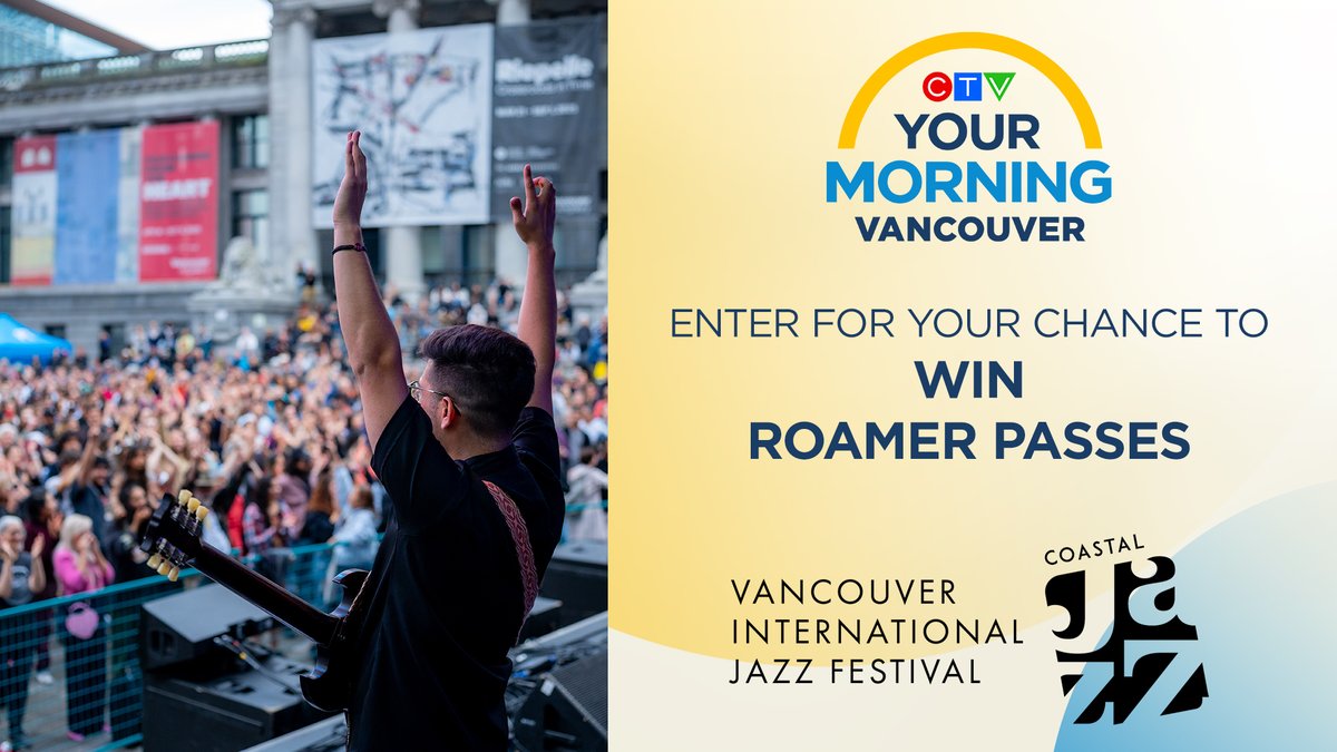 CTVYVRCommunity's tweet photo. Summer starts with the sound of jazz! ☀️ Enter for your chance to win Roamer Passes to the incredible @coastaljazz Festival. 170 performances await!

Enter Here: https://t.co/OYC3mI7g5Z https://t.co/27bocsPjSk