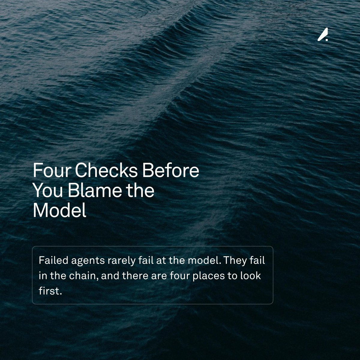 tryadaline's tweet photo. A failed tool-calling agent rarely fails at the model. It fails in the span.

Four checks that find the cause faster than any model debugging:

1. Look at the step, not the output.
2. Check the tool contract.
3. Replay the state at the failed step.
4. Look at retries. https://t.co/PvtrnOtQbz