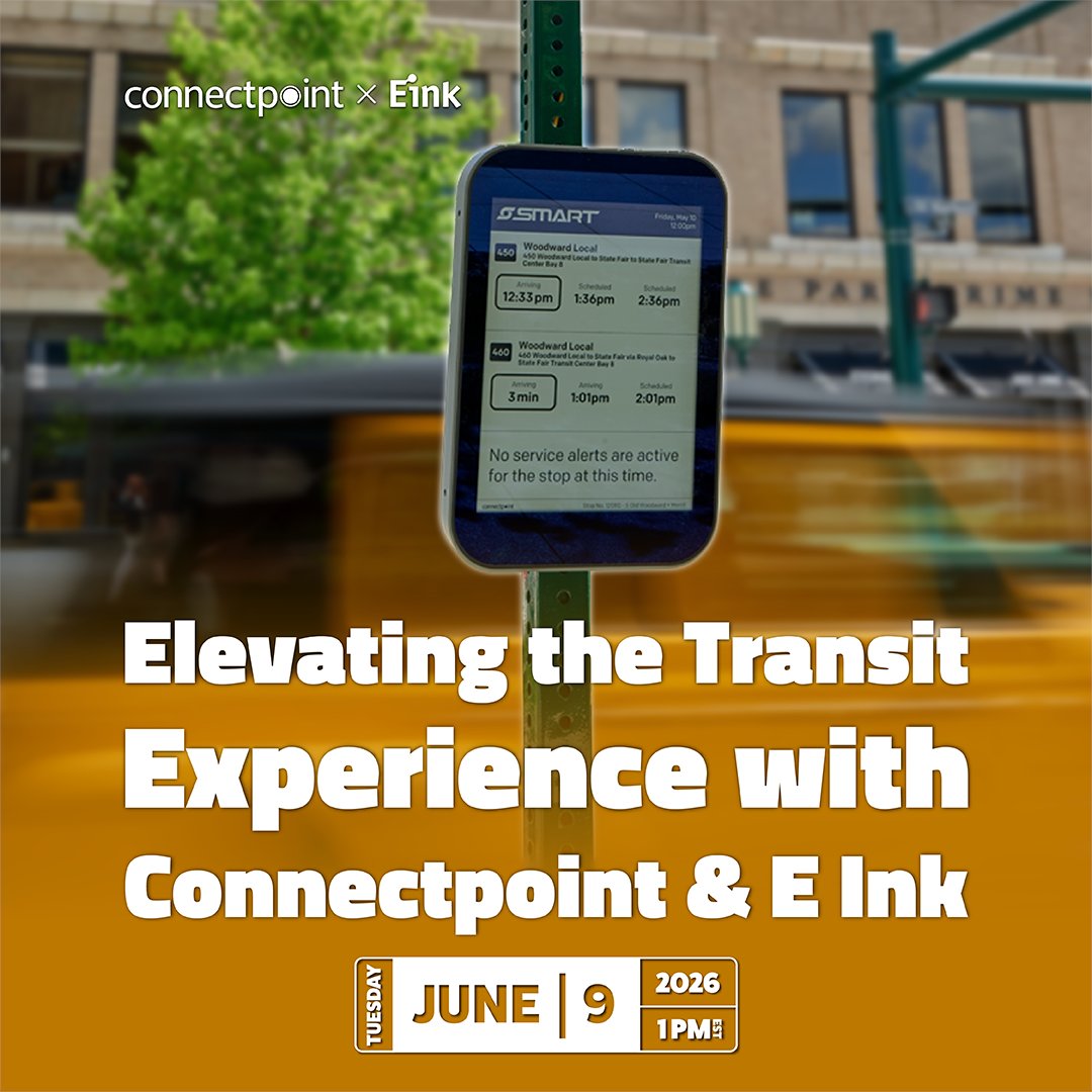 EInk's tweet photo. Just 1 week to go!

Don’t miss our upcoming webinar with @ConnectpointDig On June 9 at 1pm EST, learn how ePaper technology is helping modernize transit systems with energy-efficient, always-visible digital signage.

Register now: https://t.co/e0fU103ppw… https://t.co/qd8lgJ5NR5