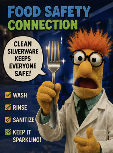 FoodSafetyClass's tweet photo. 🍴🧼 Clean silverware keeps everyone safe

Always wash, rinse, and sanitize utensils properly to help protect every guest enjoying your food ✨

Safe kitchens start with clean habits 😎

#FoodSafety #KitchenSafety #FoodSafetyConnection #SafeFood #HealthyHabits https://t.co/sOwDiiwzUc