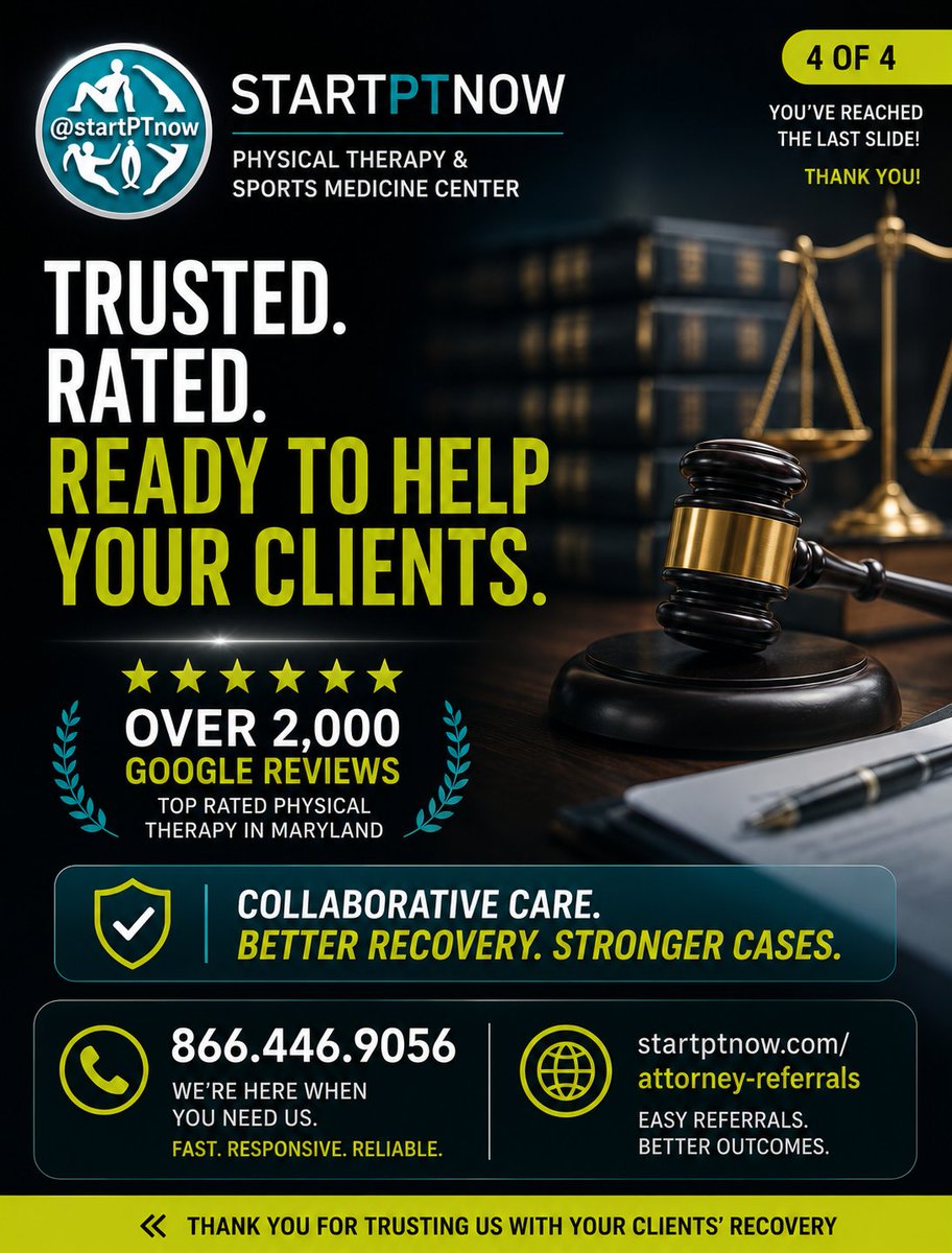 startptnow's tweet photo. Our PI Concierge Program helps attorneys  through:

✔ Fast patient scheduling
✔ Attorney-ready documentation
✔ Patient compliance tracking
✔ Responsive communication
✔ Access to a trusted network of specialists

Learn more today:
📞 866.446.9056
🌐 https://t.co/qLisiTuf3U https://t.co/JCdXjQfzhS
