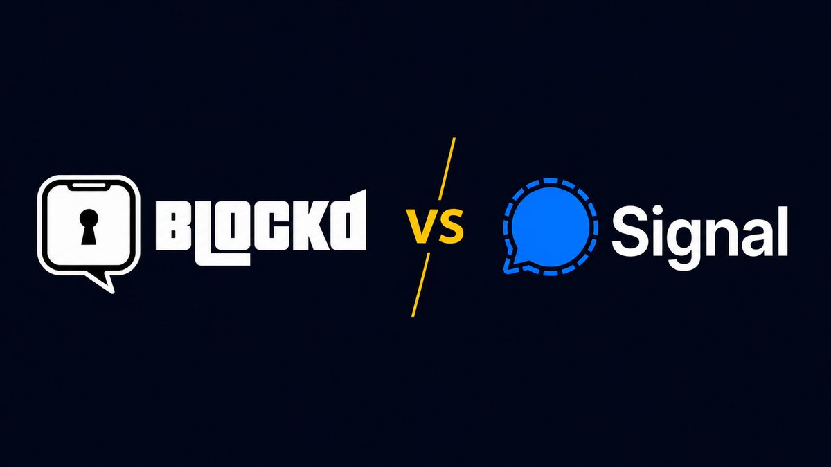 Blockd_ai's tweet photo. Choosing a private messenger usually comes down to Signal or Blockd. Here's an honest comparison from the team that builds Blockd, including where Signal beats us.

Signal: elite protocol, open source, free.

Blockd: no phone number, Tor routing that hides your IP from us, a trustless ladder down to hardware.

Encryption isn't privacy.

Read the blog:
https://t.co/ji9l9mRr8s