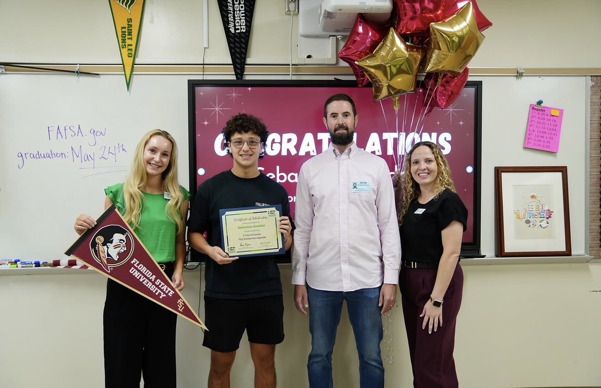 TSIChildren's tweet photo. Sebastian from @gshswarriors was surprised with a 4-year FSU Scholarship Upgrade through Take Stock in Children of Hillsborough County, in partnership with Hillsborough Education Foundation. Finance at @FloridaState was always his dream, now it's his future. Congratulations! 🎓 https://t.co/A9CeANlmoz